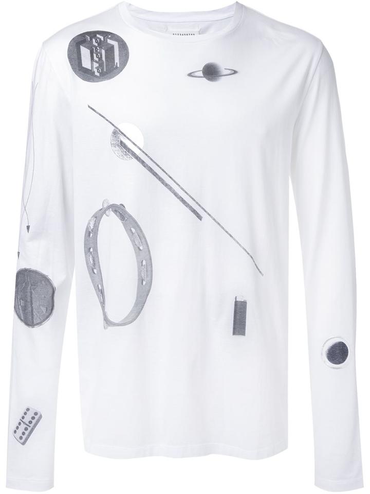Maison Margiela Assorted Print Long Sleeve T-shirt, Men's, Size: 52, White, Cotton