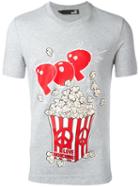 Love Moschino Popcorn Print T-shirt, Men's, Size: Small, Grey, Cotton/spandex/elastane