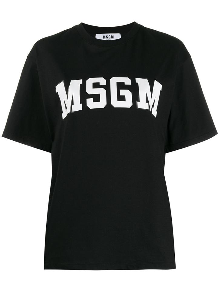 Msgm College Logo Print T-shirt - Black