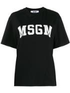 Msgm College Logo Print T-shirt - Black