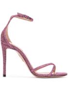 Aquazzura Glitter Strappy Stiletto Sandals - Pink & Purple