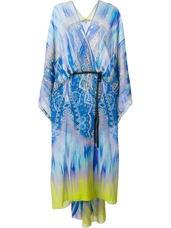 Etro Wrap Kaftan, Women's, Size: 44, Blue, Silk/polyester