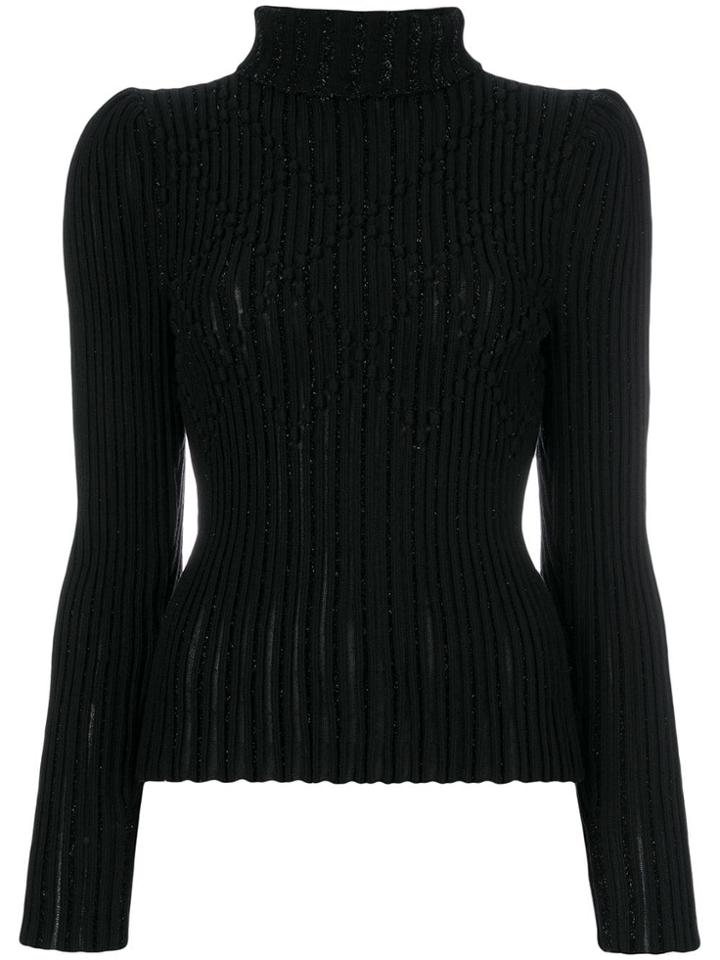 Bottega Veneta Glitter Wave Turtle Neck - Black