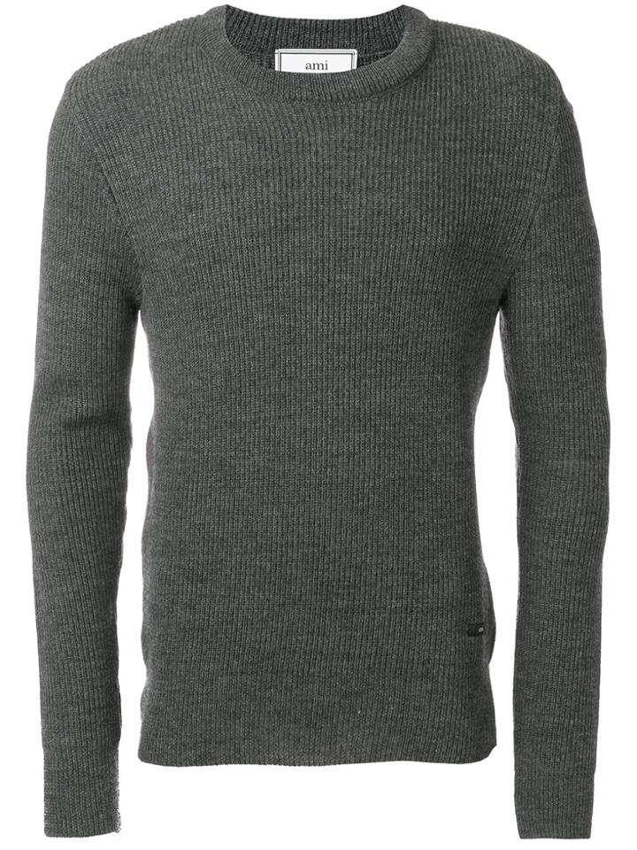 Ami Alexandre Mattiussi Fisherman Rib Crewneck Sweater - Grey
