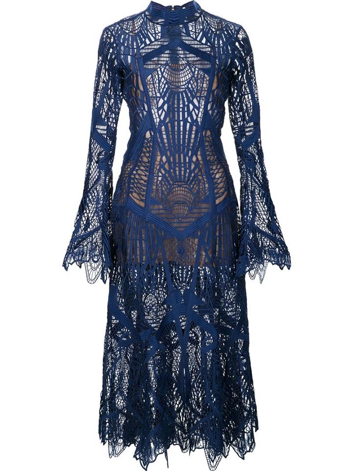 Jonathan Simkhai Embroidered Dress, Women's, Size: 6, Blue, Nylon/spandex/elastane/polyester