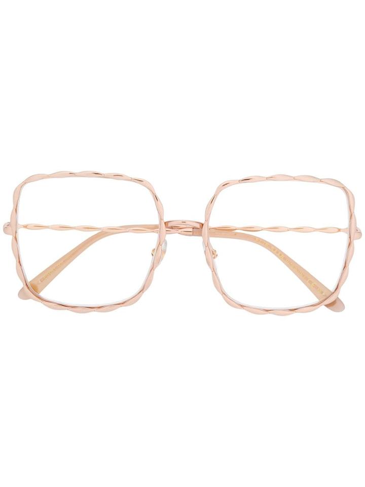 Elie Saab Oversized Scallop Frame Sunglasses - Pink