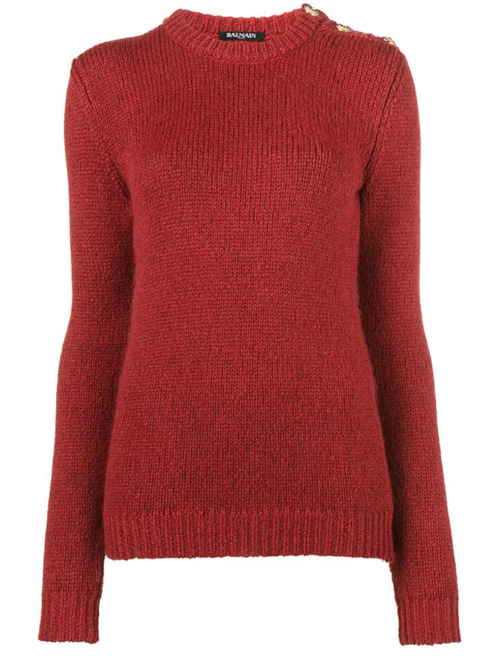 Balmain Buttoned Shoulder Sweater - Yellow & Orange