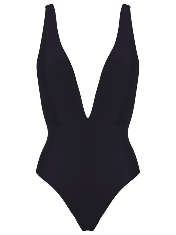 Haight Deep V Neck Swimsuit - Black