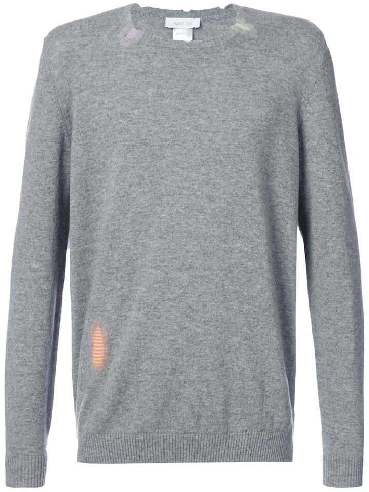 Avant Toi - Distressed Jumper - Men - Cashmere - L, Grey, Cashmere