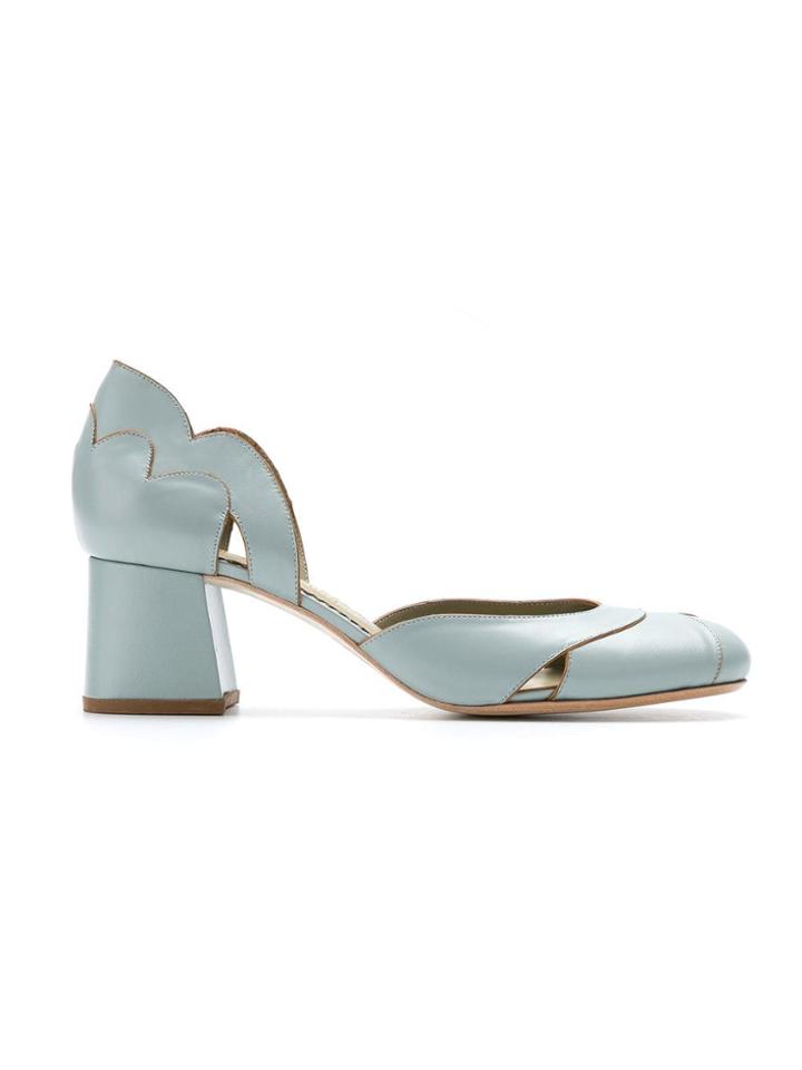Sarah Chofakian Panelled Chunky Heel Pumps - Grey
