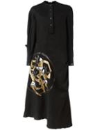 J.w.anderson Anubis Print Shirt Dress, Women's, Size: 10, Black, Linen/flax/cotton