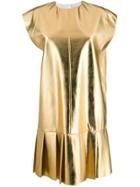 Msgm Pleated Shift Dress - Gold