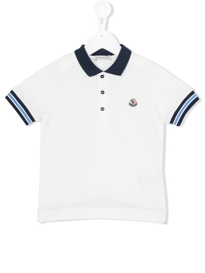 Moncler Kids Contrast Collar Polo Shirt, Boy's, Size: 10 Yrs, White
