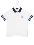Moncler Kids Contrast Collar Polo Shirt, Boy's, Size: 10 Yrs, White