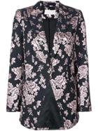 Michelle Mason Boxy Floral Embroidered Blazer - Black