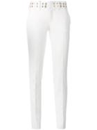 Rivet Waist Trousers - Women - Cotton/polyester/spandex/elastane - M, White, Cotton/polyester/spandex/elastane, Philipp Plein