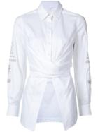 Yigal Azrouel - Embroidered Sleeve Wrap Blouse - Women - Cotton - 14, White, Cotton
