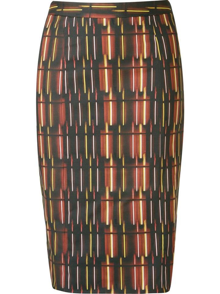 Andrea Marques Printed Midi Pencil Skirt, Women's, Size: 42, Black, Cotton/spandex/elastane/acetate