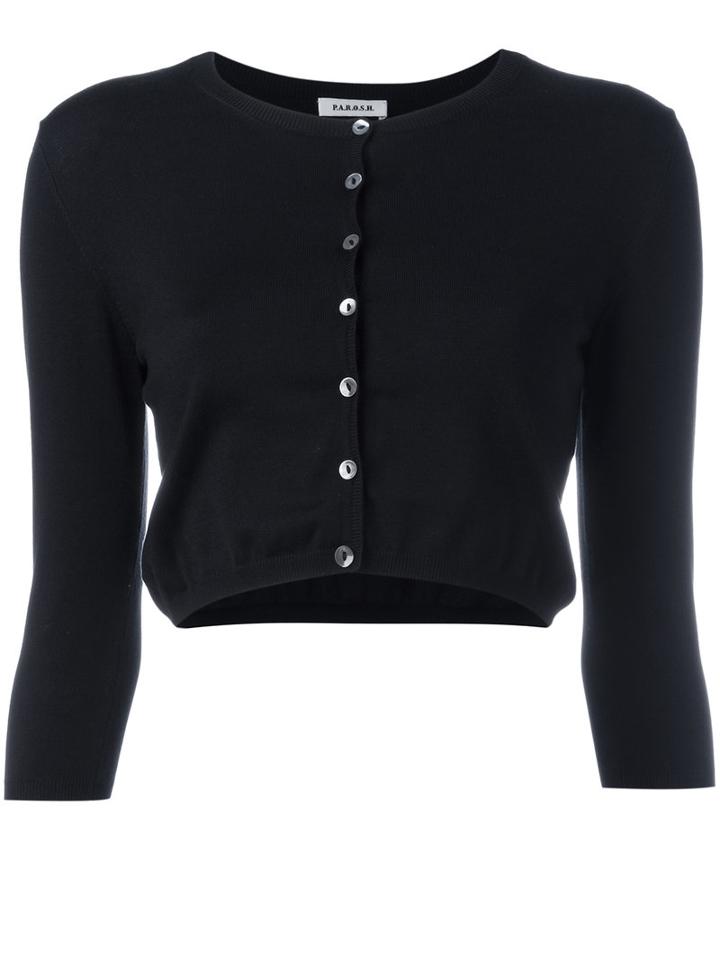 P.a.r.o.s.h. Cropped Cardigan, Women's, Black, Silk/spandex/elastane