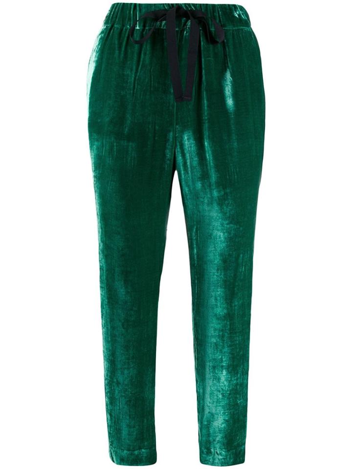 Semicouture Cropped Elasticated Trousers - Green