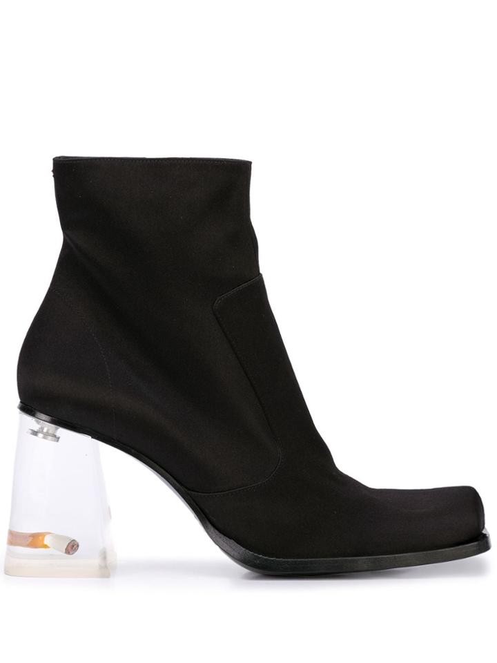 Maison Margiela Rose And Cigarette Heel Ankle Boots - Black