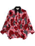 Gucci Poppies Silk Shirt With Bow - Pink & Purple