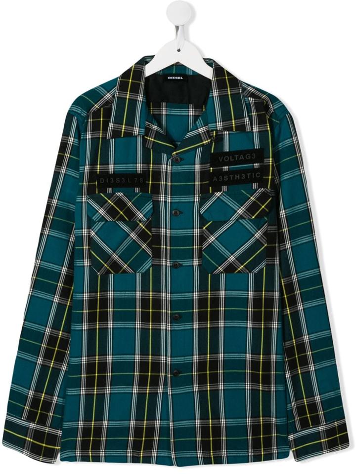 Diesel Kids Teen S-takeshi Check Shirt - Blue