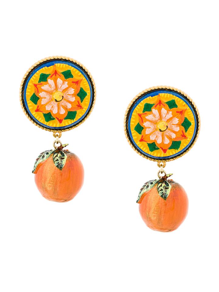 Dolce & Gabbana Majolica Mandarin Earrings - Yellow & Orange