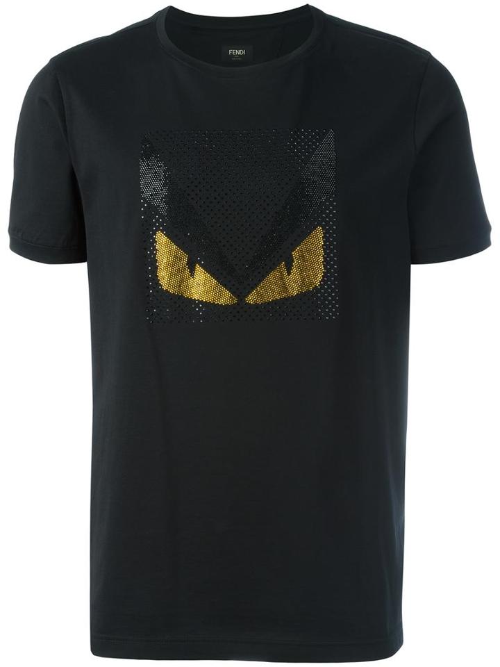 Fendi Bag Bugs T-shirt, Men's, Size: 52, Black, Cotton/crystal