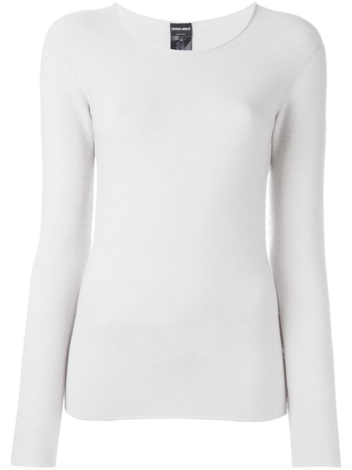 Giorgio Armani Scoop Neck Jumper, Women's, Size: 44, Grey, Polyester/viscose