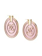 Fendi Ff Karligraphy Motif Round Earrings - F0vpg-pink+soft Gold