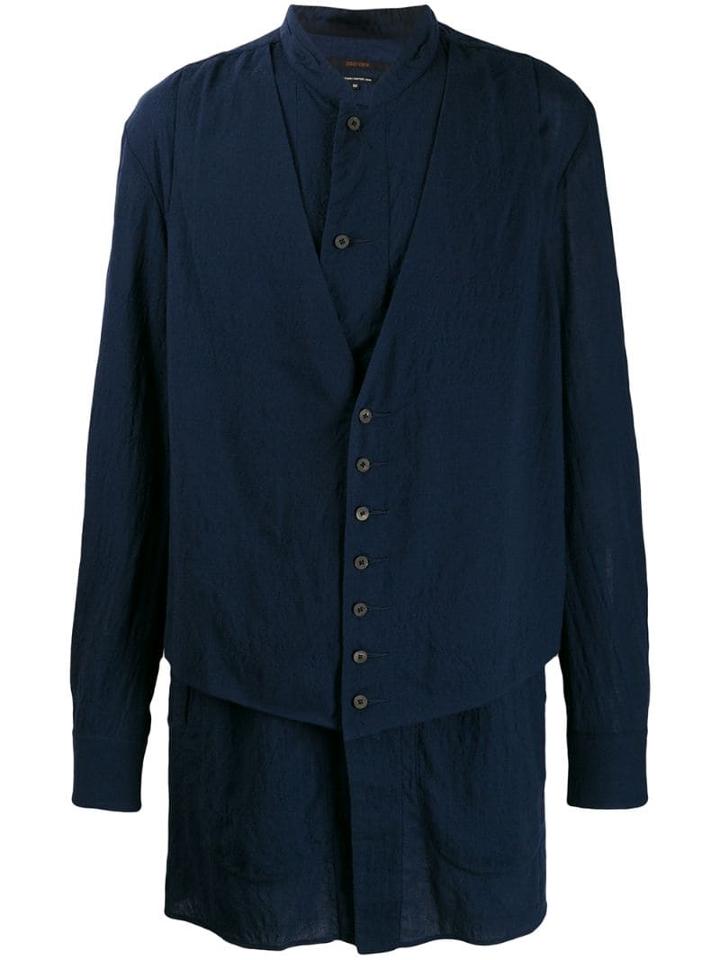 Ziggy Chen Layered Button Shirt - Blue