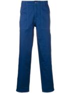 Maison Kitsuné Contrast Stitch Straight Trousers - Blue