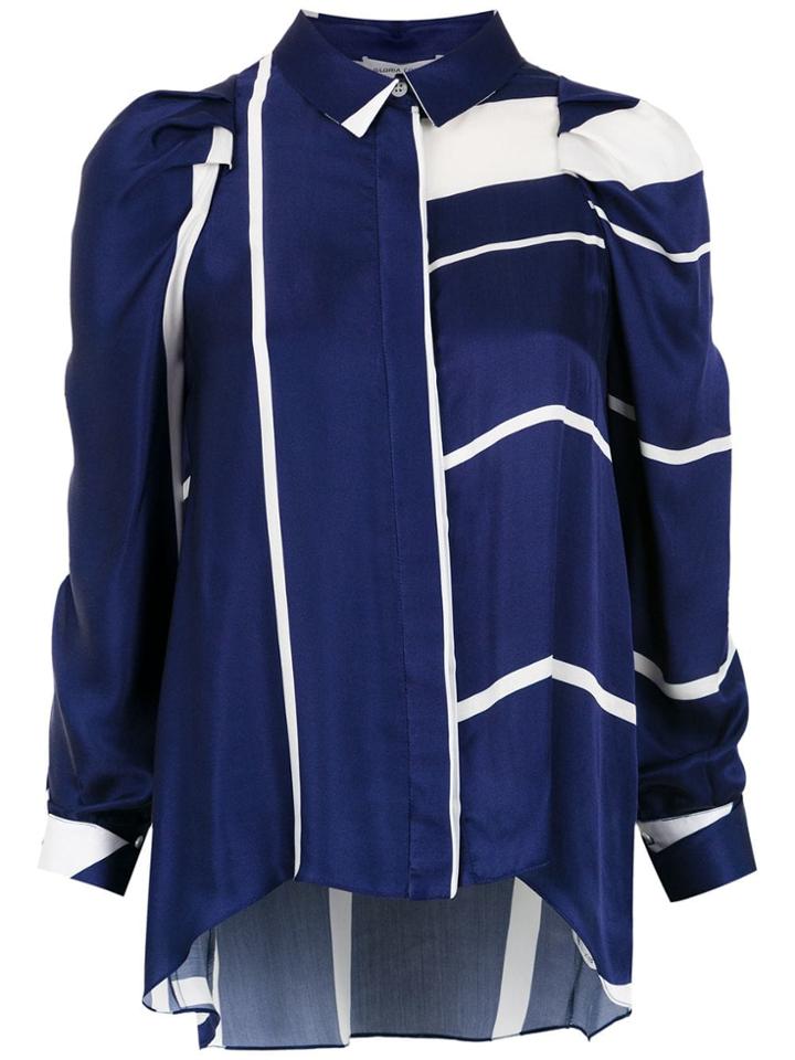 Gloria Coelho Striped Silk Shirt - Blue