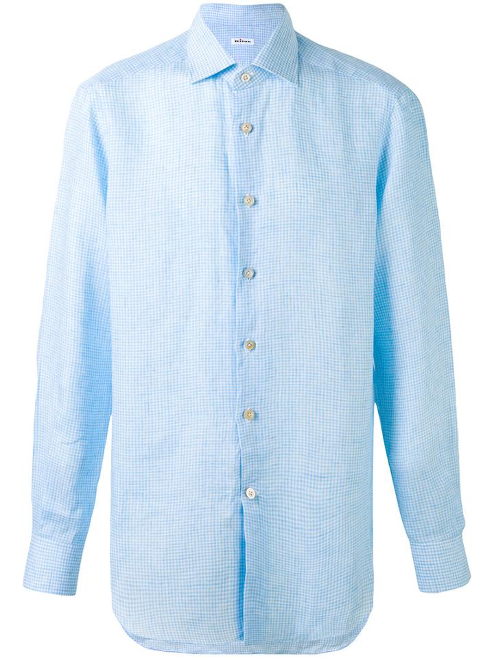 Kiton - Classic Shirt - Men - Linen/flax - 45, Blue, Linen/flax