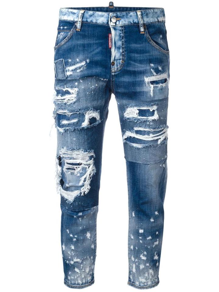 Dsquared2 Cool Girl Cropped Jeans, Size: 40, Blue, Cotton/spandex/elastane/polyester