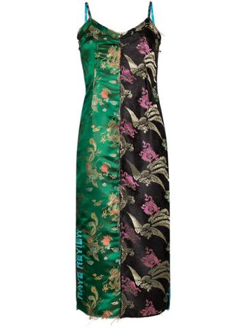 Rave Review Mira Asian Jacquard Midi Slip Dress - Green