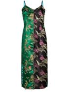 Rave Review Mira Asian Jacquard Midi Slip Dress - Green