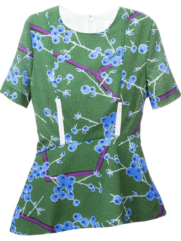 Carven Floral Print Asymmetric Top