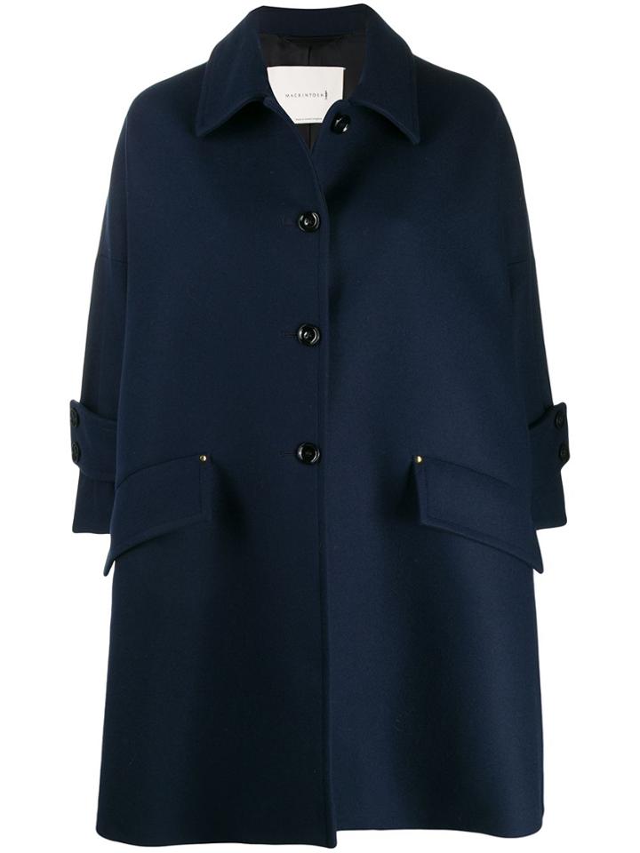 Mackintosh Humbie Ink Wool Cropped Sleeve Overcoat Lm-1007f - Blue