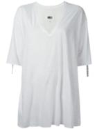 Mm6 Maison Margiela Oversize V-neck T-shirt, Women's, Size: L, White, Cotton/linen/flax