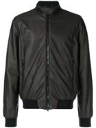 Herno Faux Leather Bomber Jacket - Black
