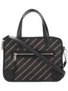 Karl Lagerfeld Striped Logo Bowling Bag - Black