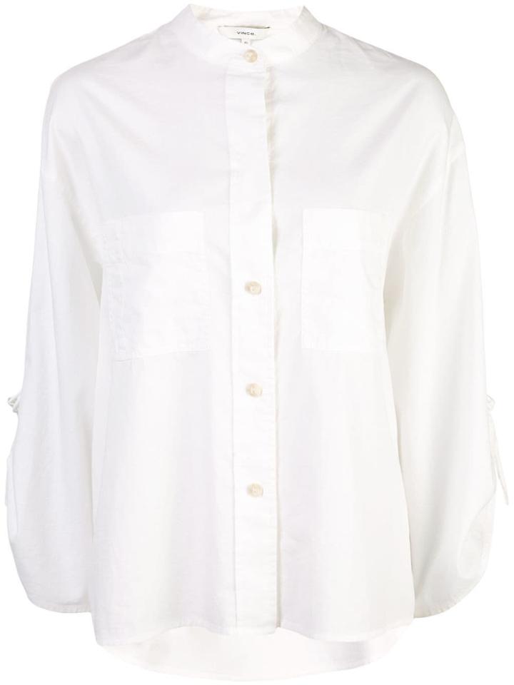 Vince Band Collar Wide Shirt - White