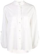Vince Band Collar Wide Shirt - White