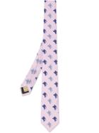 Burberry Slim Cut Equestrian Knight Print Silk Tie - Purple
