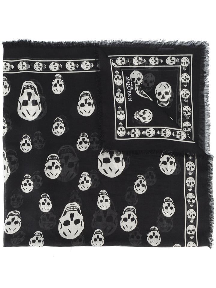 Alexander Mcqueen - Skull Print Scarf - Men - Modal/silk - One Size, Black, Modal/silk
