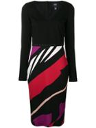 Cavalli Class Striped Fitted Dress - Black