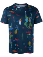 Salvatore Ferragamo Multi-print T-shirt, Men's, Size: Small, Blue, Cotton