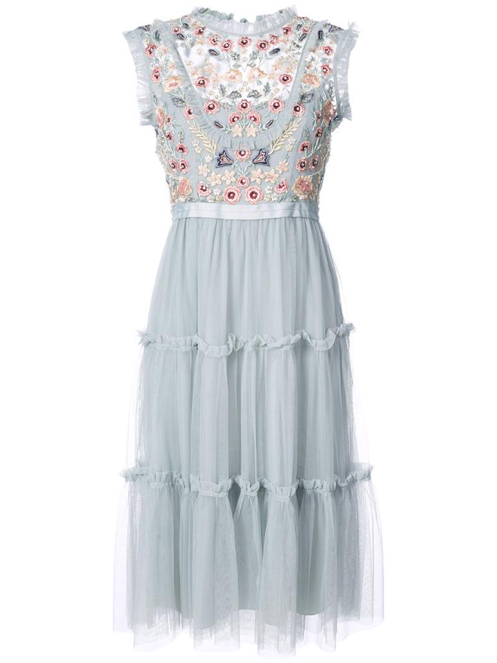 Needle & Thread - Embroidered Dress - Women - Nylon/polyester - 2, Blue, Nylon/polyester